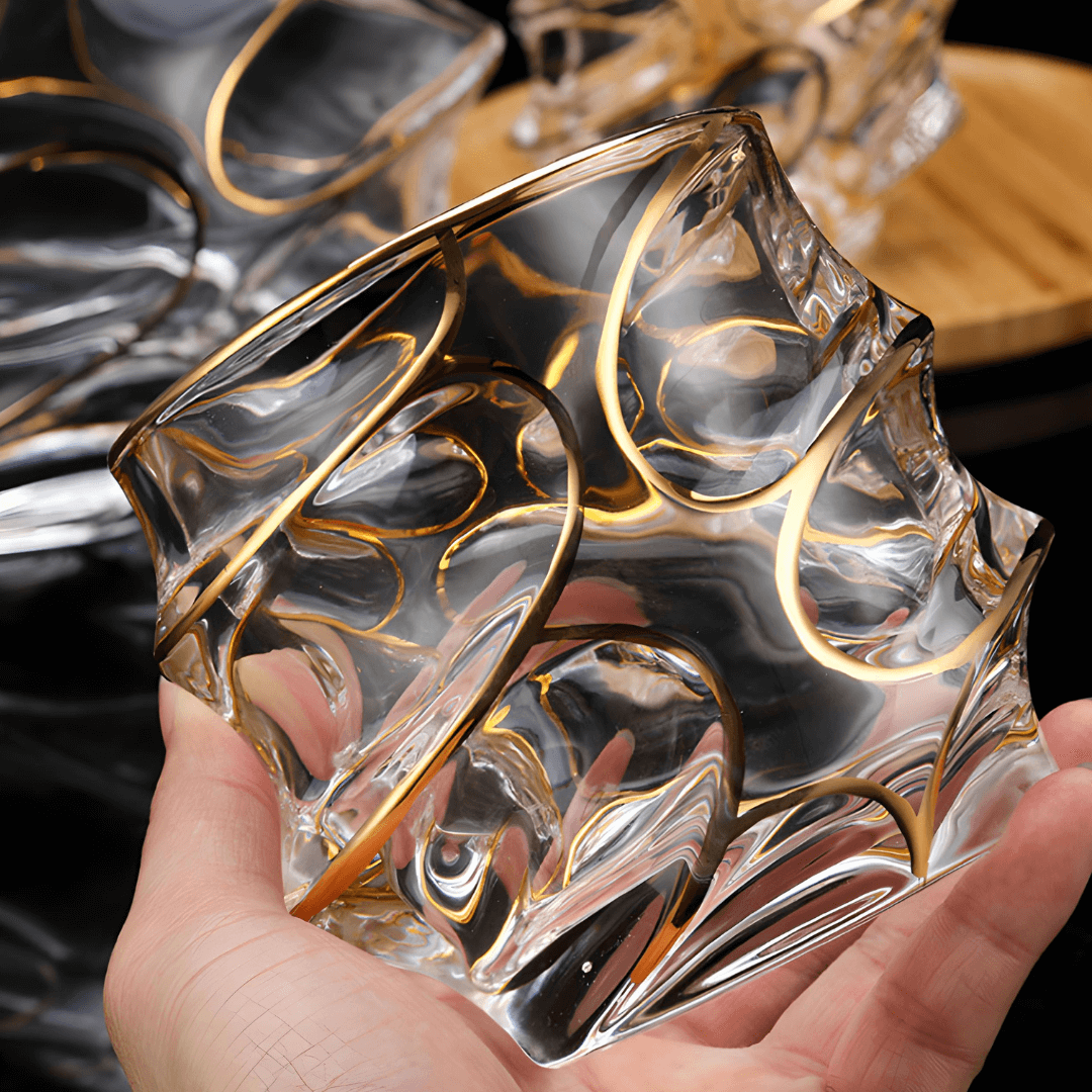 Storm Gold-Accent Japanese Crystal Whiskey Glass