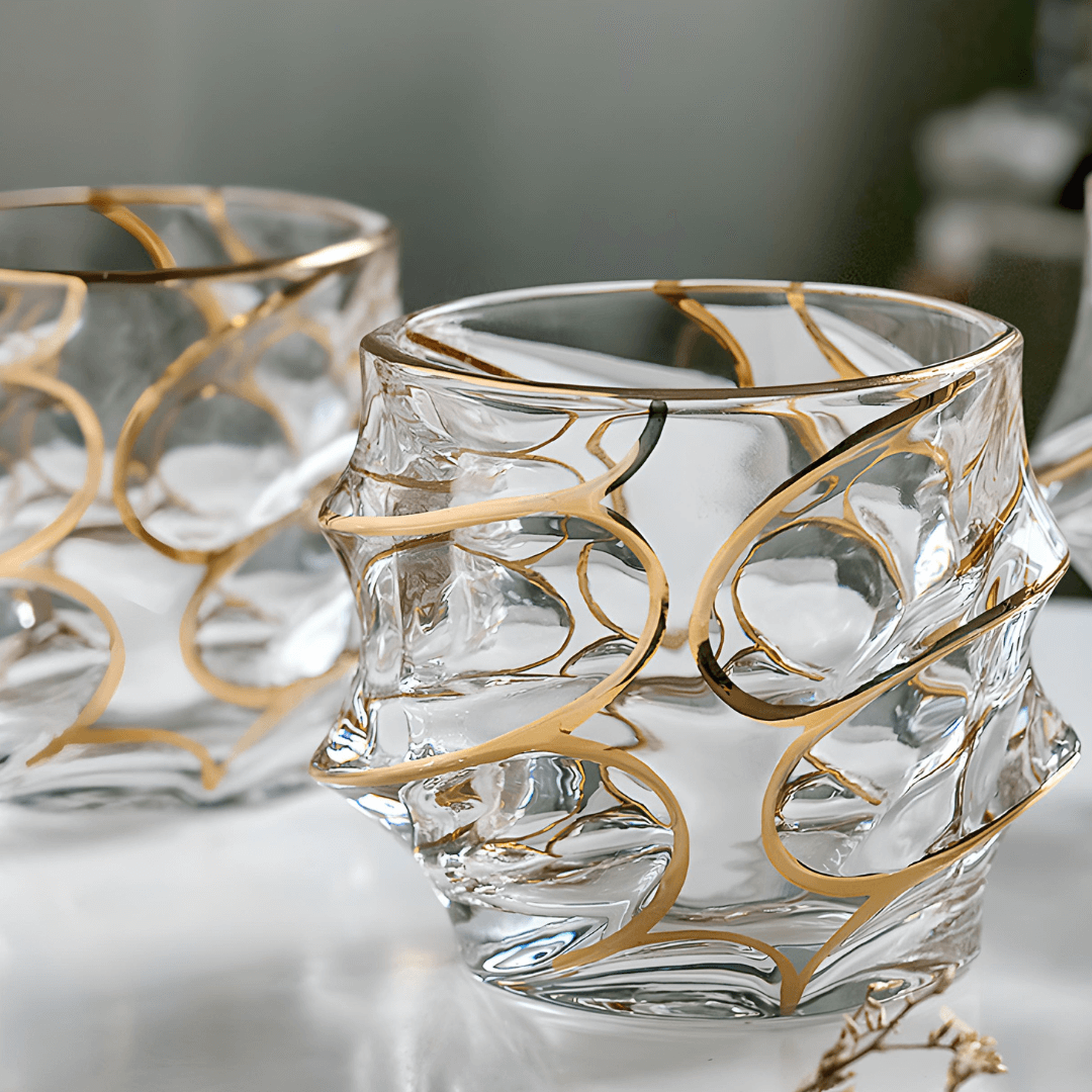 Storm Gold-Accent Japanese Crystal Whiskey Glass