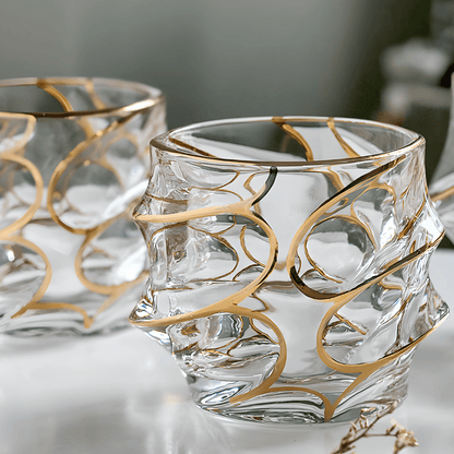 Storm Gold-Accent Japanese Crystal Whiskey Glass