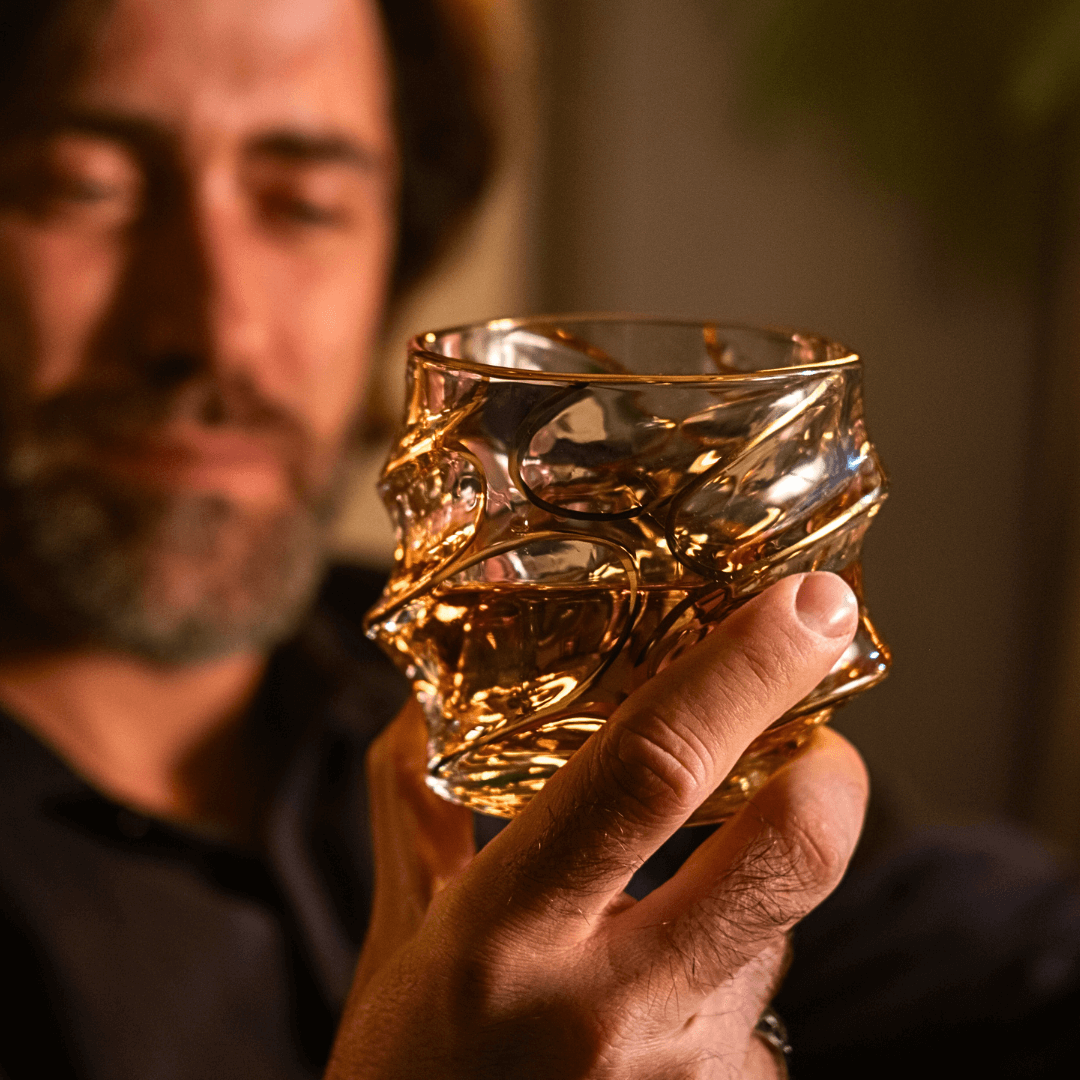 Storm Gold-Accent Japanese Crystal Whiskey Glass