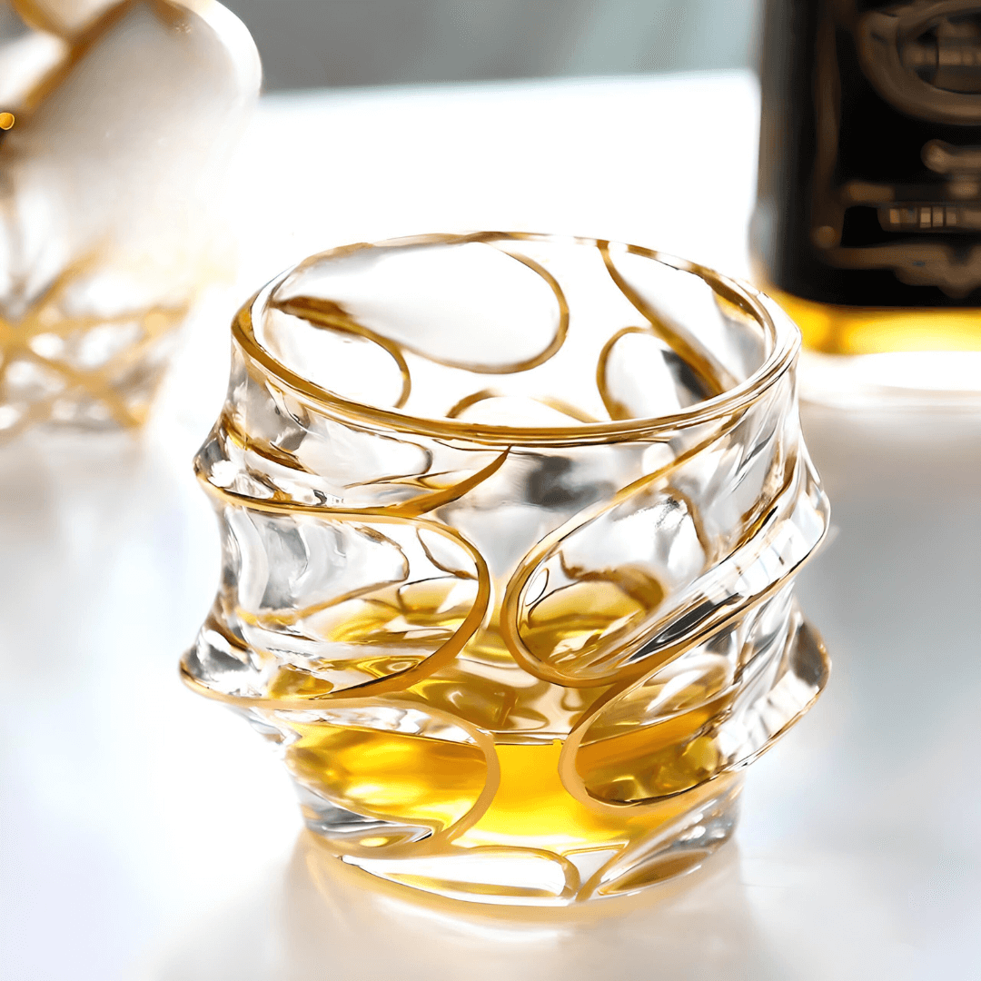 Storm Gold-Accent Japanese Crystal Whiskey Glass