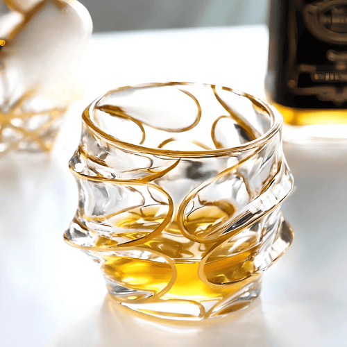 Storm Gold-Accent Japanese Crystal Whiskey Glass